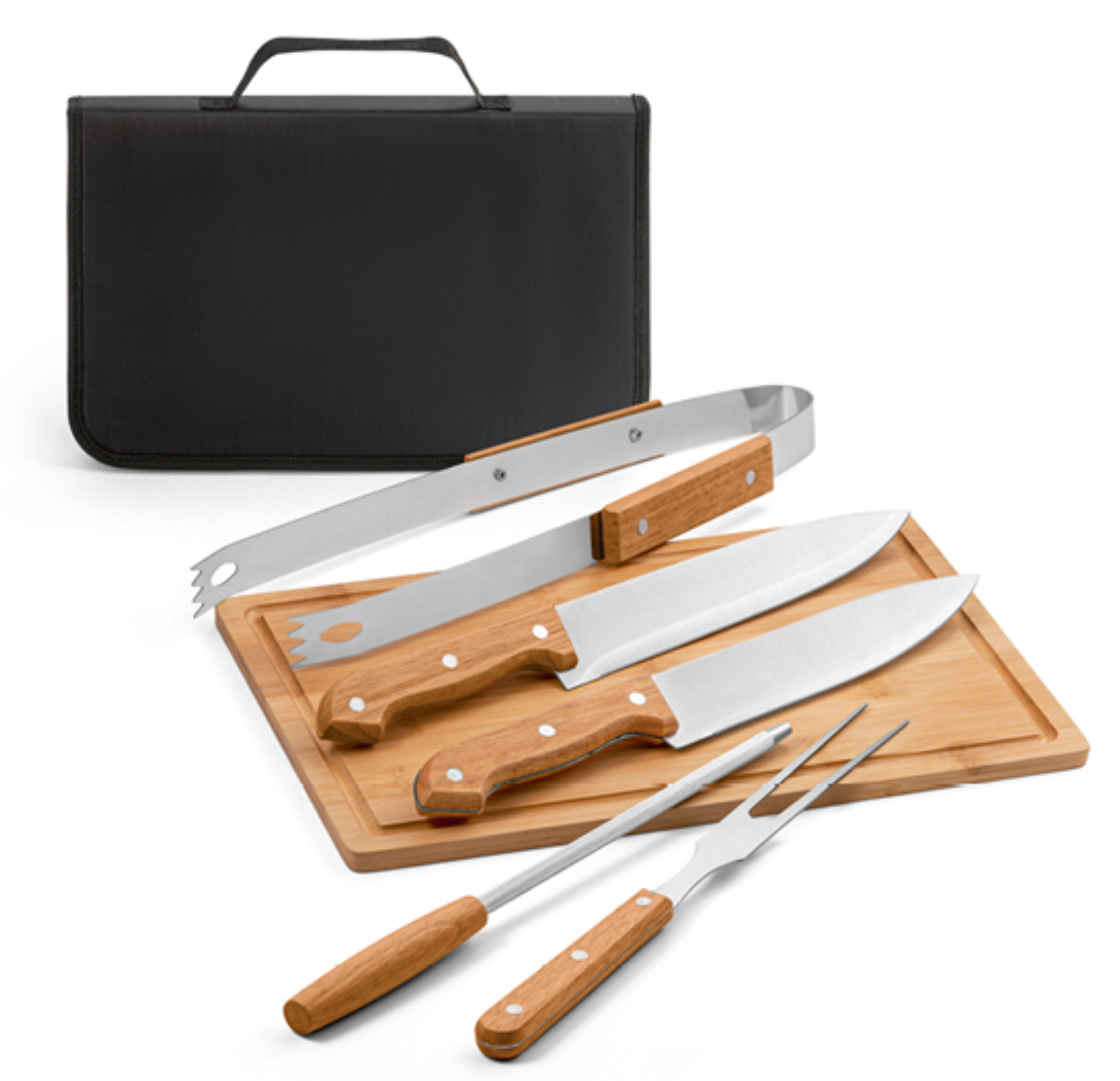 Set de Barbacoa con Tabla de Bambú y Estuche