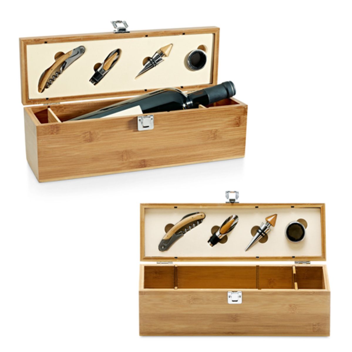 Set de Vino Premium en Caja de Bambú Personalizable